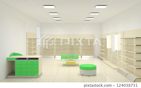 commercial premises, shop, interior visualization, 3D illustration commercial premises, shop, interior visualization, 3D illustration 124038731