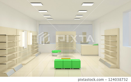 commercial premises, shop, interior visualization, 3D illustration commercial premises, shop, interior visualization, 3D illustration 124038732