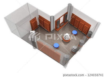 commercial premises, shop, interior visualization, 3D illustration commercial premises, shop, interior visualization, 3D illustration 124038741