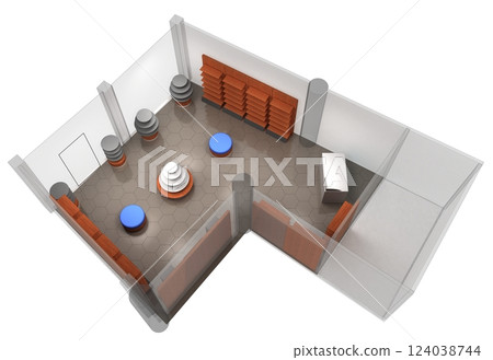 commercial premises, shop, interior visualization, 3D illustration commercial premises, shop, interior visualization, 3D illustration 124038744