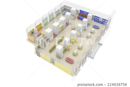 commercial premises, shop, interior visualization, 3D illustration commercial premises, shop, interior visualization, 3D illustration 124038756