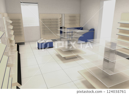 commercial premises, shop, interior visualization, 3D illustration commercial premises, shop, interior visualization, 3D illustration 124038761