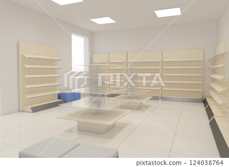 commercial premises, shop, interior visualization, 3D illustration 124038764