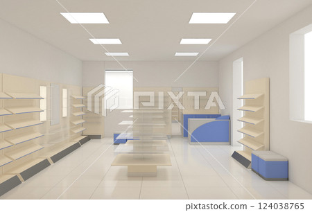 commercial premises, shop, interior visualization, 3D illustration 124038765