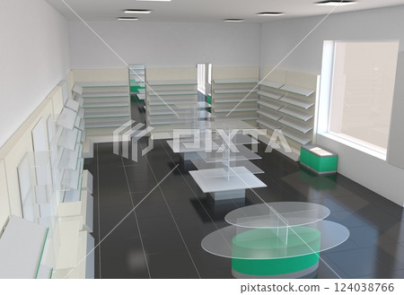 commercial premises, shop, interior visualization, 3D illustration commercial premises, shop, interior visualization, 3D illustration 124038766