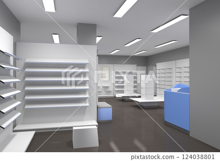 commercial premises, shop, interior visualization, 3D illustration commercial premises, shop, interior visualization, 3D illustration 124038801