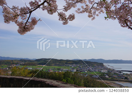 從兵庫縣洲本市日落公園五色和夕陽丘公園眺望鳥居浦 從兵庫縣洲本市日落公園五色和夕陽丘公園眺望鳥居浦 124038850