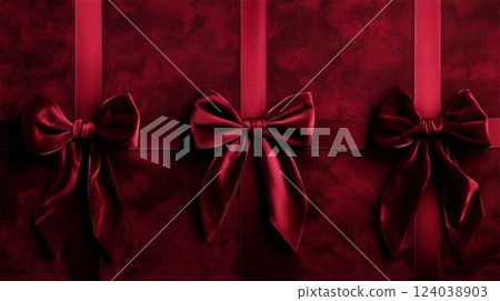 奢華天鵝絨般的紅色絲帶框架背景 124038903