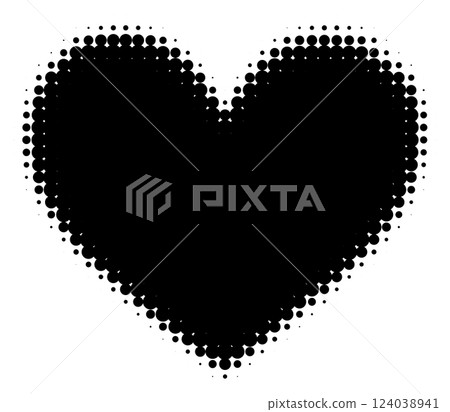 Black halftone doted heart 124038941