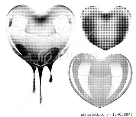 Black halftone doted hearts 124038942