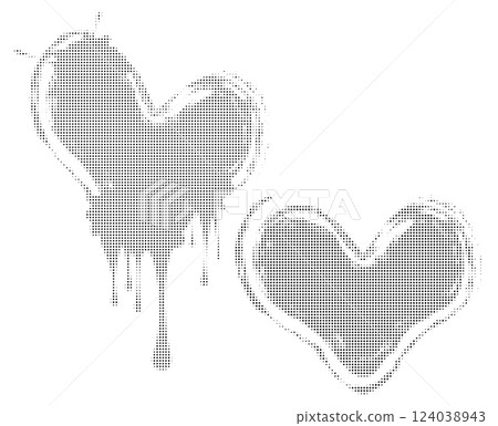 Black halftone doted hearts 124038943