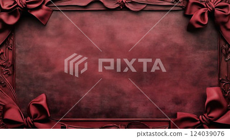 深紅色背景裝飾有別緻的天鵝絨絲帶 深紅色背景裝飾有別緻的天鵝絨絲帶 124039076