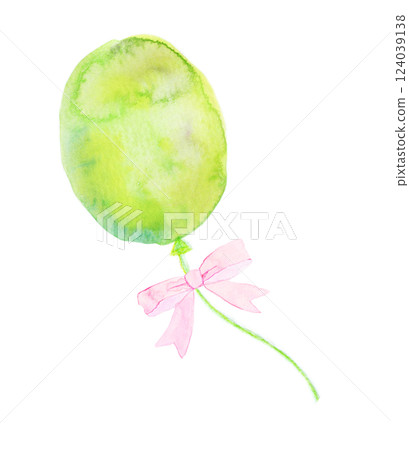 黃綠色氣球的水彩插圖 黃綠色氣球的水彩插圖 124039138