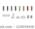 Illustration set of stationery used at school 124039436