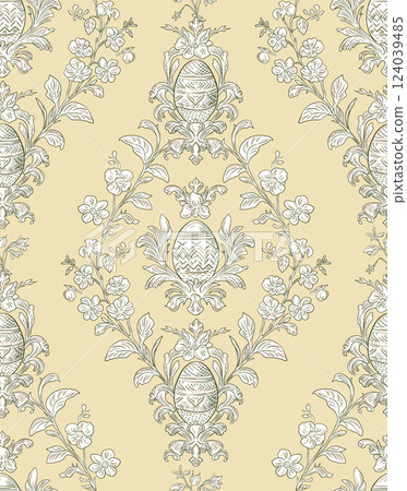 Easter Eggs Spring Elegant Seamless Rococo Floral Pattern for Fabrics, Wallpapers and Packaging Easter Eggs Spring Elegant Seamless Rococo Floral Pattern for Fabrics, Wallpapers and Packaging 124039485