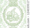 Easter Bunny Basket and Eggs Spring Elegant Seamless Pattern for Fabrics, Wallpapers and Packaging 124039517