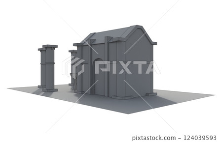 ancient house, medieval building, 3d visualization, illustration ancient house, medieval building, 3d visualization, illustration 124039593