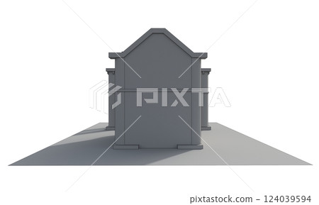ancient house, medieval building, 3d visualization, illustration 124039594