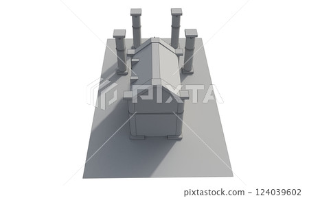 ancient house, medieval building, 3d visualization, illustration 124039602
