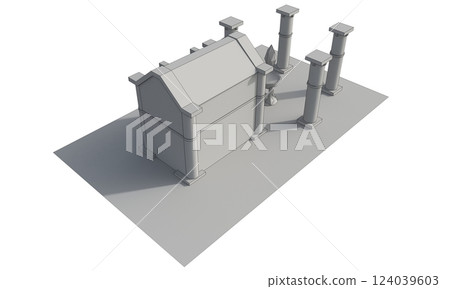 ancient house, medieval building, 3d visualization, illustration ancient house, medieval building, 3d visualization, illustration 124039603