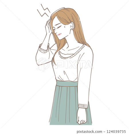 Woman with a headache Woman in poor health 124039735