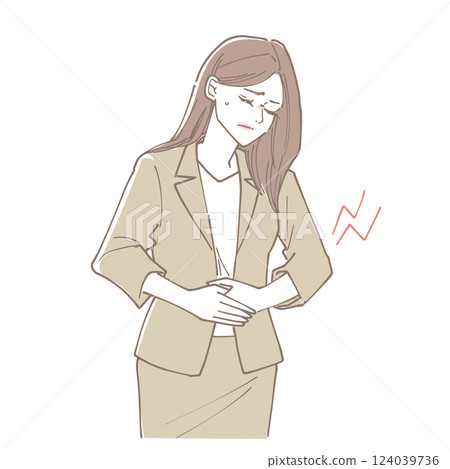 A business woman with a stomach ache 124039736