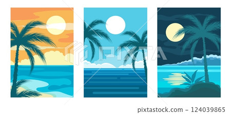 Summer time tropic landscape banners 124039865