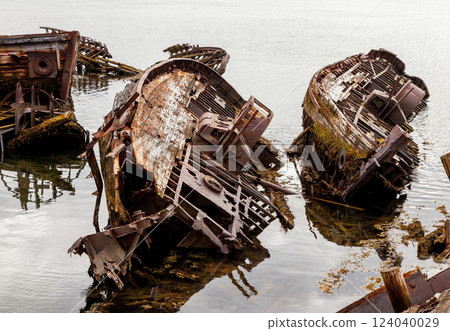Cemetery of ships in the Murmansk region 124040029