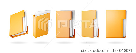 3D set of business folder full of papers 3D set of business folder full of papers 124040071
