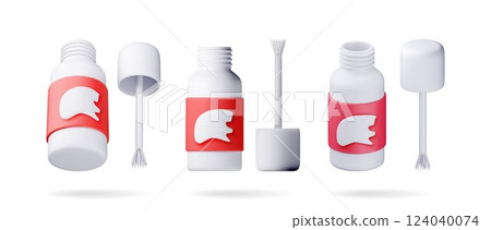 3D set of plastic bottle with stationery corrector 3D set of plastic bottle with stationery corrector 124040074