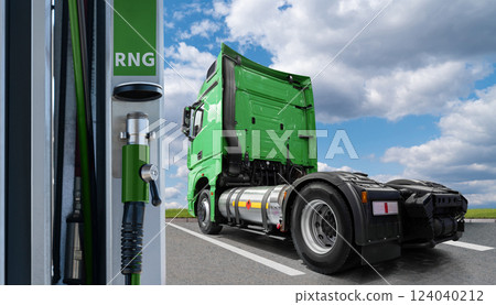 Truck with RNG (Renewable Natural Gas) filling station Truck with RNG (Renewable Natural Gas) filling station 124040212
