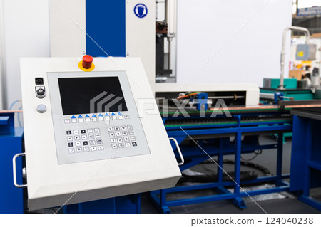 CNC mashine. Motorized maneuverable tool is controlled by a computer. Smart factory 124040238