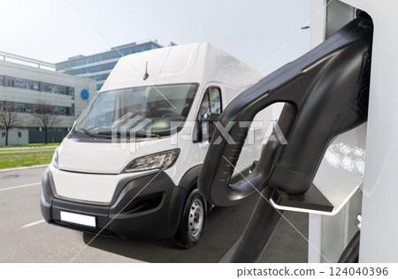 Electric delivery van with electric vehicles charging station 124040396
