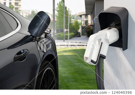Electric vehicles charging station close up 124040398