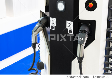 Electric vehicles charging station close up 124040400