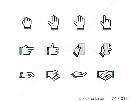 Hand gestures icon set Hand gestures icon set 124040434