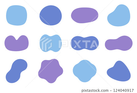 色彩斑斕的蓬鬆流體形狀，以藍色為背景 124040917