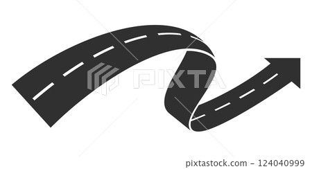 Flat Simple 3D Abstract Asphalt Road Or Winding Way Arrow Vector Illustration Element Flat Simple 3D Abstract Asphalt Road Or Winding Way Arrow Vector Illustration Element 124040999