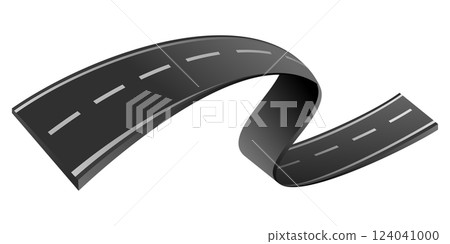 Cool Trendy Simple 3D Abstract Asphalt Road Or Winding Way Vector Illustration Element 124041000