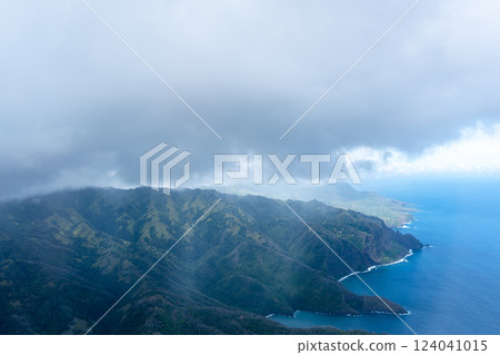 Aerial view of Hiva Oa in the Marquesas Islands, French Polynesia 124041015