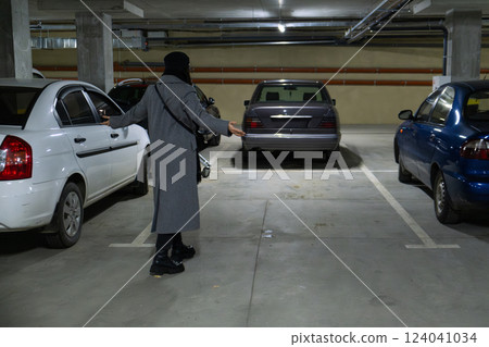 sad woman find out that her car stolen 124041034