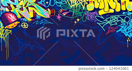 Trendy Abstract Colorful Urban Street Art Graffiti Style Vector Illustration Background Template Trendy Abstract Colorful Urban Street Art Graffiti Style Vector Illustration Background Template 124041061