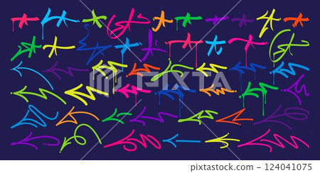 Cool Trendy Dirty Doodle Urban Street Art Graffiti Tags And Symbols Vector Elements Set Collection 124041075