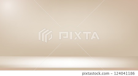 Studio beige gradient background. Light neutral wall product room. Minimal pastel table scene. Empty desk stage for beauty cosmetic presentation. Vector illustration. Banner template Studio beige gradient background. Light neutral wall product room. Minimal pastel table scene. Empty desk stage for beauty cosmetic presentation. Vector illustration. Banner template 124041186