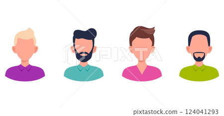 Set male portraits. Man user avatar profile. 124041293