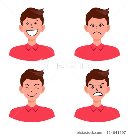 Portraits of man. Boy Avatar. Male emotions. Portraits of man. Boy Avatar. Male emotions. 124041307