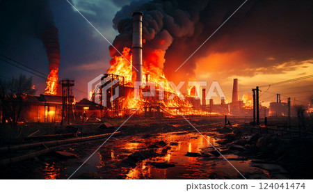 Factory fire image (AI generated image) 124041474
