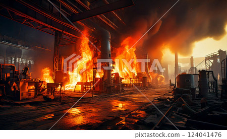 工廠火災影像（AI 生成影像） 124041476