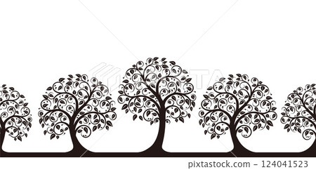 Seamless trees vector silhouette illustration with text space Seamless trees vector silhouette illustration with text space 124041523