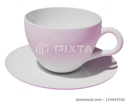 Elegant pale pink teacup and saucer set, subtly ombre shaded.  Perfect for websites, blogs, or advertisements promoting cafes, tea brands, or a peaceful, relaxing lifestyle. 124041592